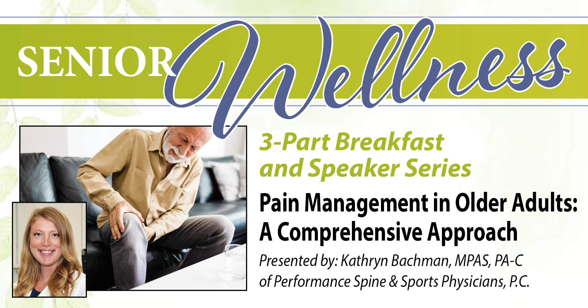 Senior Wellness pain management speaker series flyer