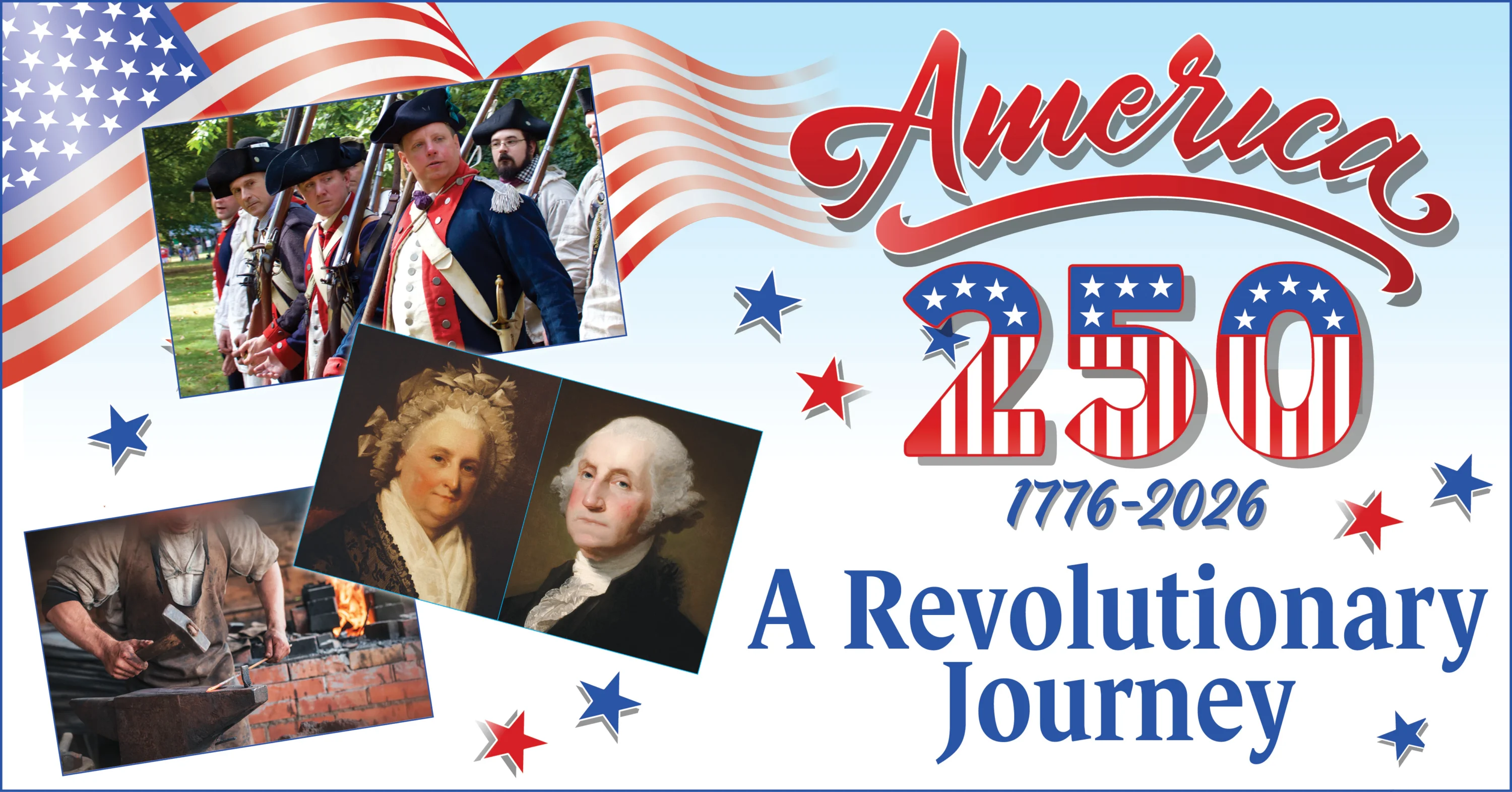 America 250 Revolutionary War commemorative poster